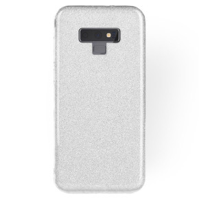 Луксозен силиконов гръб ТПУ с брокат за Samsung Galaxy Note 9 N960F сребрист